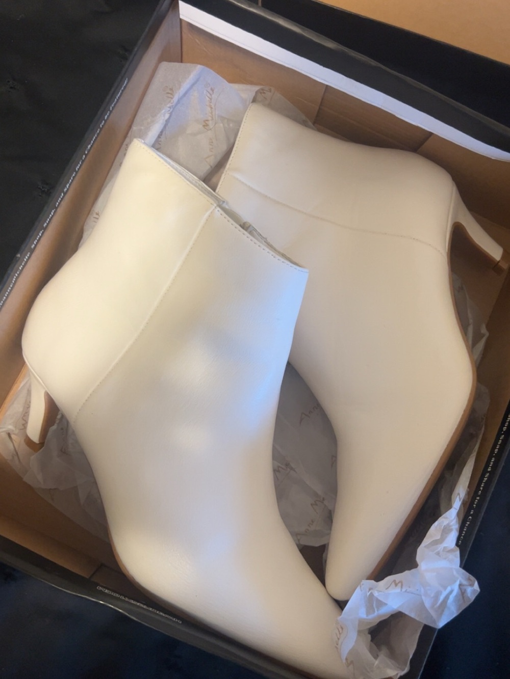 Anne Michelle Cream Pointed Toe Ankle Booties